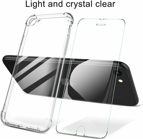 iPhone SE 3 2022 CLEAR Case Shockproof GEL Cover With Glass Screen Protector