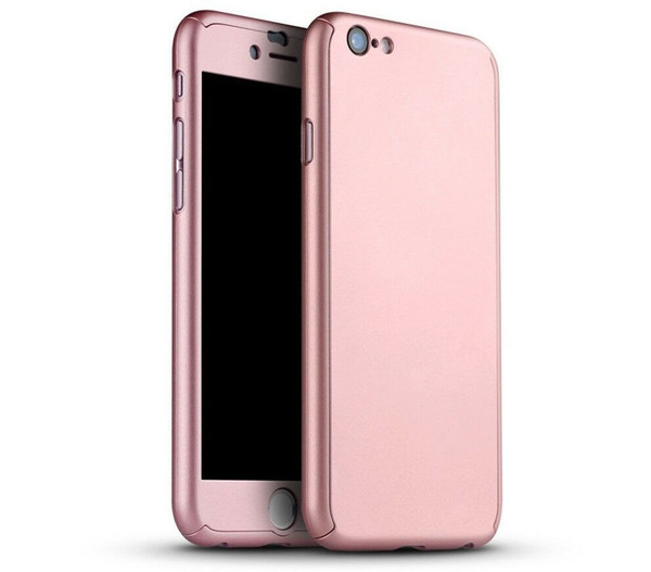 For iPhone SE 3 2022 Full Body 360 rose gold Case Cover with Clear Tempered Glass Screen