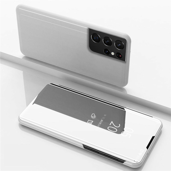 Samsung galaxy S22 ultra silver Smart View Mirror Flip Stand Phone Case