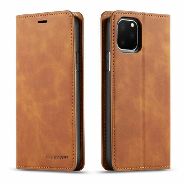 Apple iPhone  14 Pro Max Brown Luxury  Magnetic Flip Wallet Cover