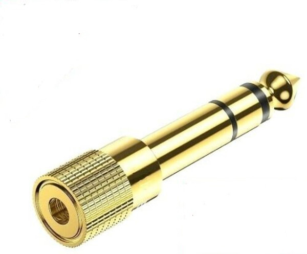 SMALL to BIG Headphone Adapter Converter Plug 3.5mm to 6.35mm Jack Audio GOLD