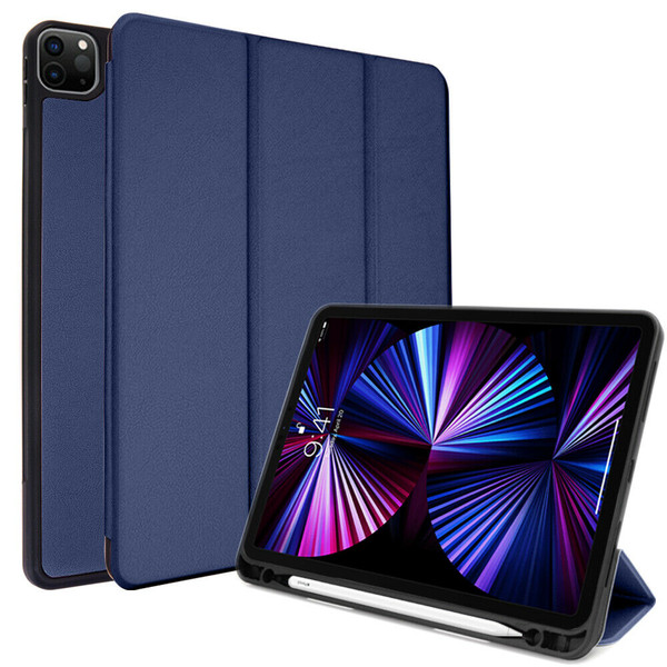 For Apple iPad Pro 12.9" 2022 6th Generation Navy Leather SMART Stand Case