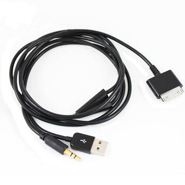 Black 30pin to 3.5mm Dock Adapter Car AUX Audio Charger Cable For iPhone 4G iPad iPod