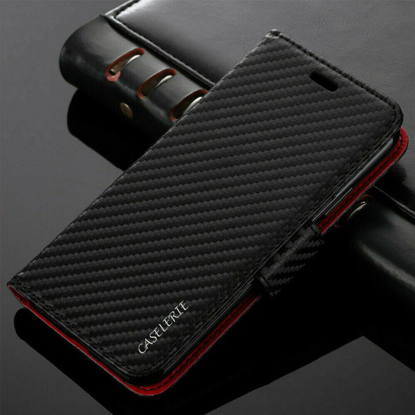 Samsung galaxy S24  Carbon Fibre Leather Wallet Flip Case Cover