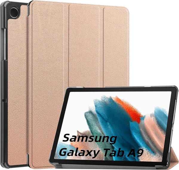 Samsung Galaxy Tab A9 8.7 X110 Tri  Rose gold Leather Smart Cover Flip Tablet Case