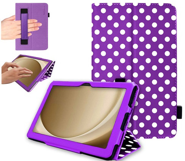Samsung Galaxy Tab A9 Plus 11" SM-X210 X215 Leather Flip Smart Stand Purple polka case