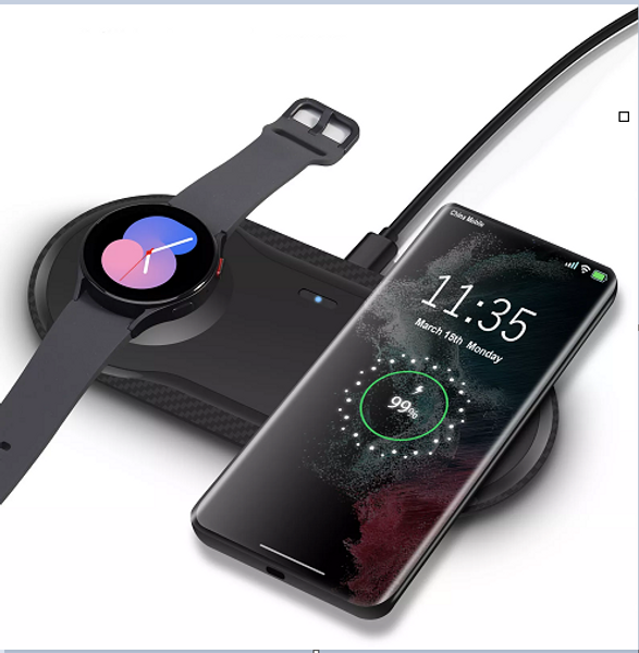 2 in1 Wireless Charger Mat Charging Pad For Samsung Galaxy S23 Watch 6 Classic