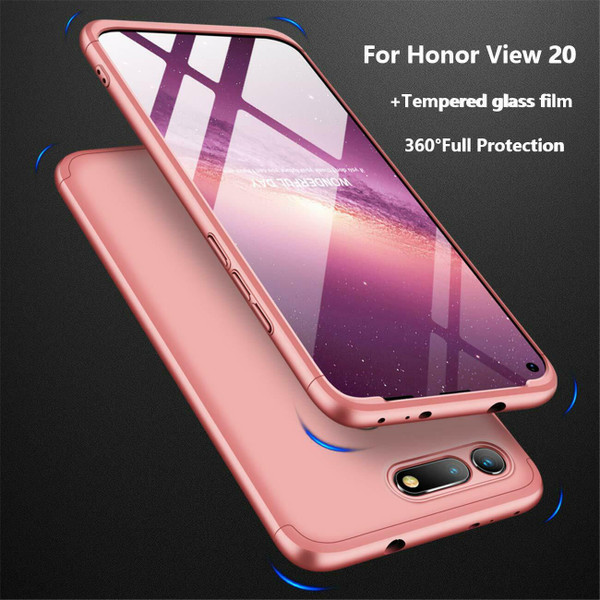 Honor View 20 Rose Gold Protective Hybrid Case + Tempered Glass Cover