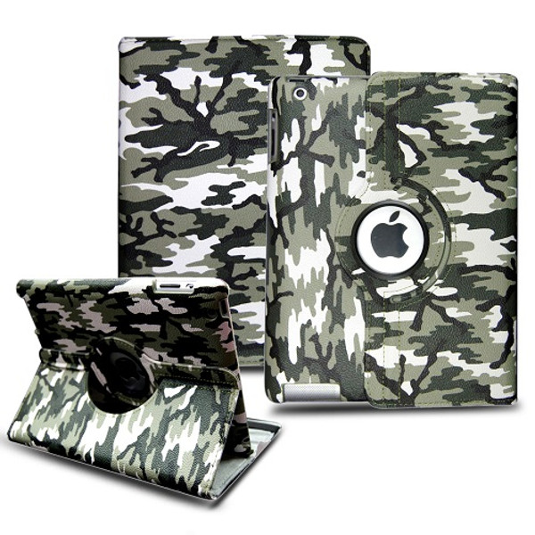 Ipad 2/3/4 Army  Green Camouflage  360 Rotating Case.