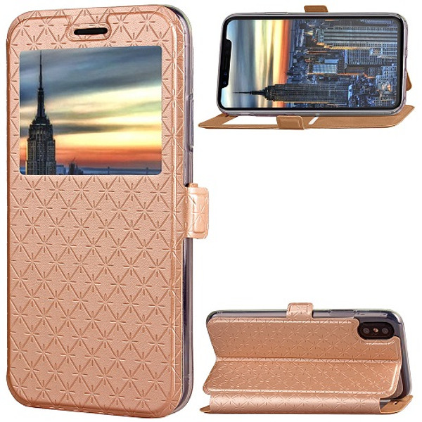 iPhone XS Gold  Pu leather window view case