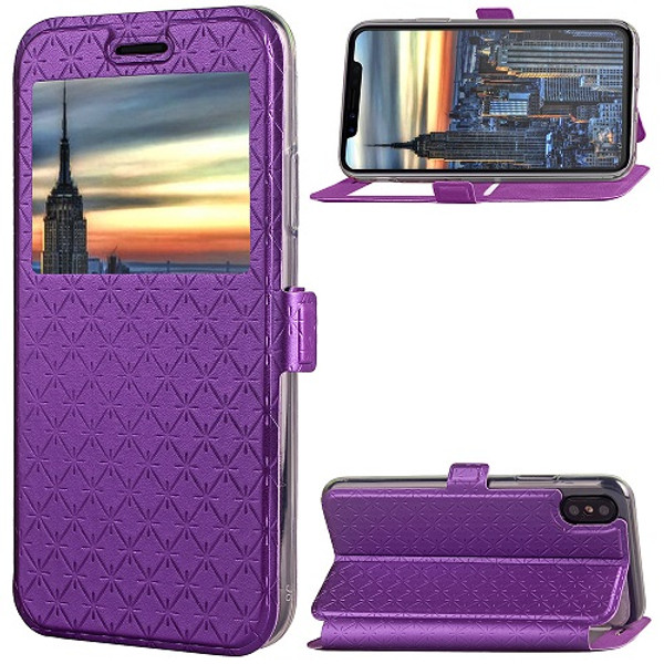 iPhone XsPurple Pu leather window view case