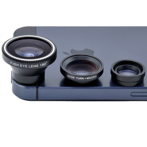 Magnetic 3 in 1 Wide Angle Fish Eye Macro Camera Lens Kit For iPhone Samsung