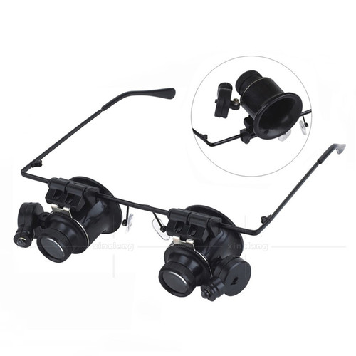 20X Jewelers Loupe LED Magnifier Magnifying Dual Eye Glasses