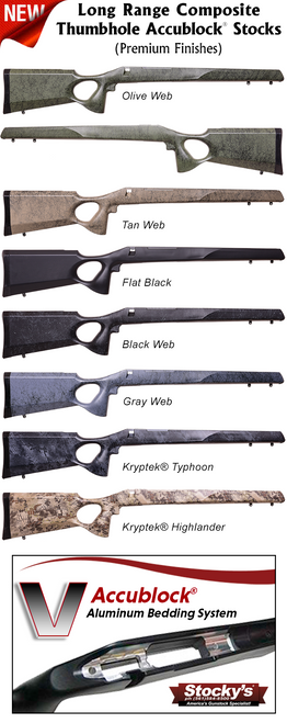 Stocky's® Long Range Composite Thumbhole Stock (LRC™ Thumbhole Accublock®) - Remington 700™ - NEW Premium Finishes