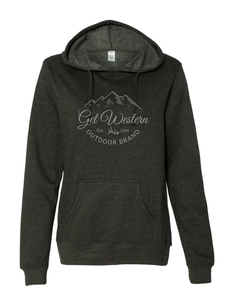 Women's Get Western Script Hoodie - Charcoal Heather Grey