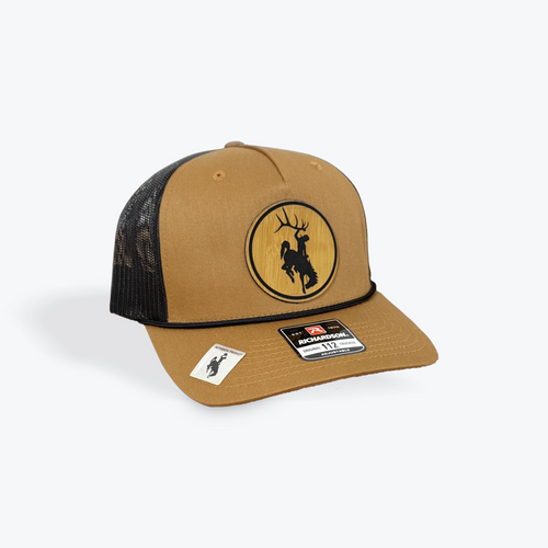 Bucking Horse Patch Hat - Caramel/Black Rope