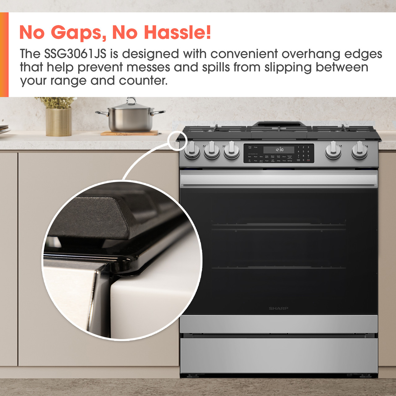 30 in. Gas Convection Slide-In Range with Air Fry | SHARP