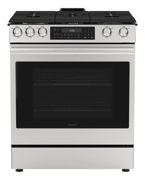 SSG3074SNS Slide-In Gas Range Head On Angled