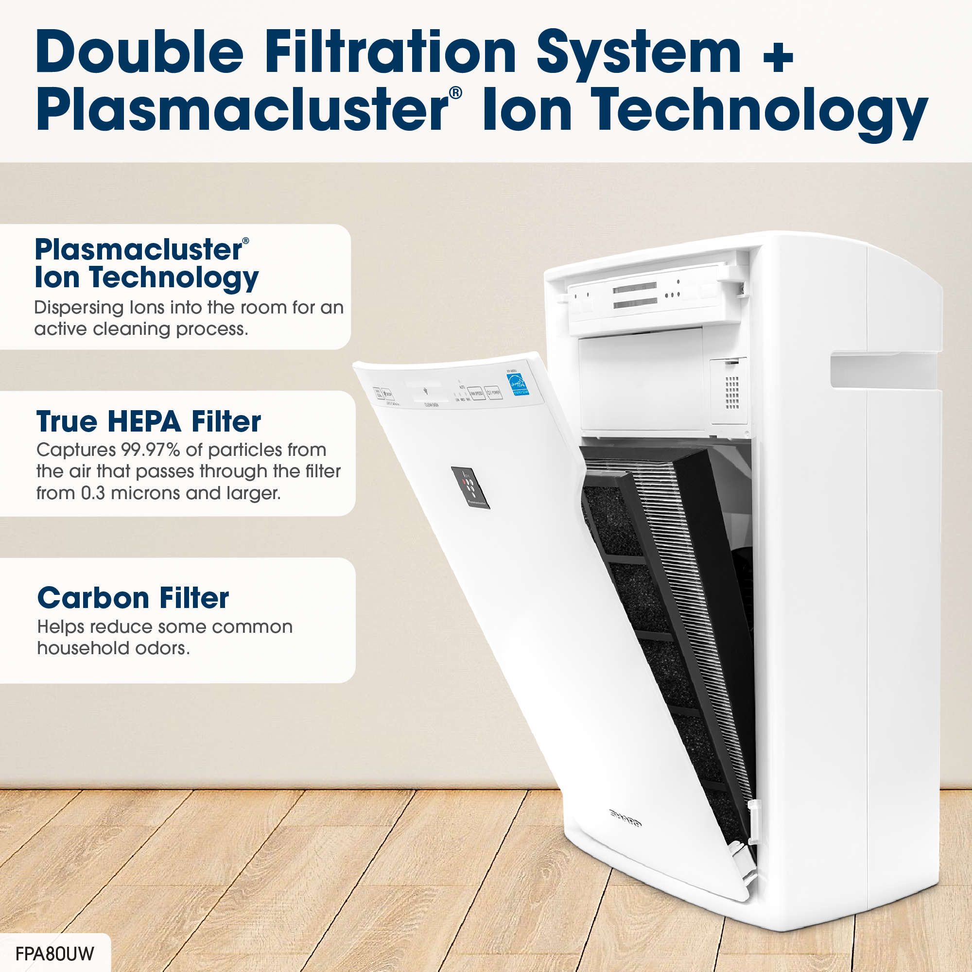 FPA80UW Extra-Large Room Air Purifier - HEPA Purifier