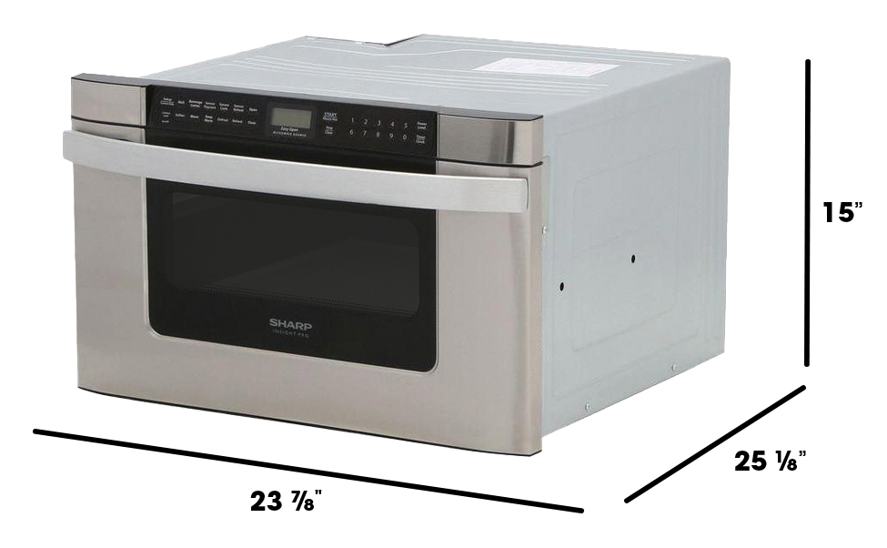 24 in. 1.2 cu. ft. 950W Sharp Easy Open Stainless Steel Microwave Drawer (KB6524PSY) Dimensions