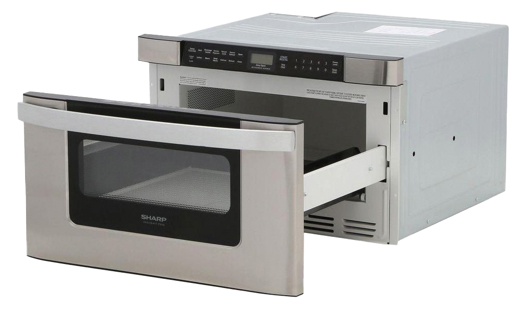 24 in. 1.2 cu. ft. 950W Sharp Easy Open Stainless Steel Microwave Drawer (KB6524PSY) 3 Quarter Left Opened