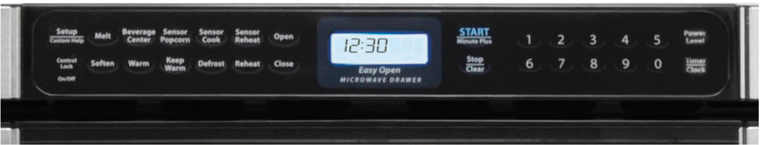 24 in. 1.2 cu. ft. 950W Sharp Easy Open Stainless Steel Microwave Drawer (KB6524PSY) Control Panel