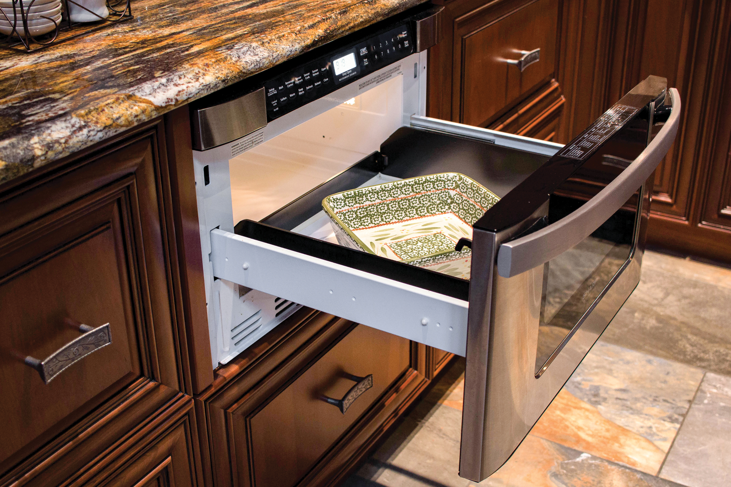 24 in. 1.2 cu. ft. 950W Sharp Easy Open Stainless Steel Microwave Drawer (KB6524PSY) Lifestyle