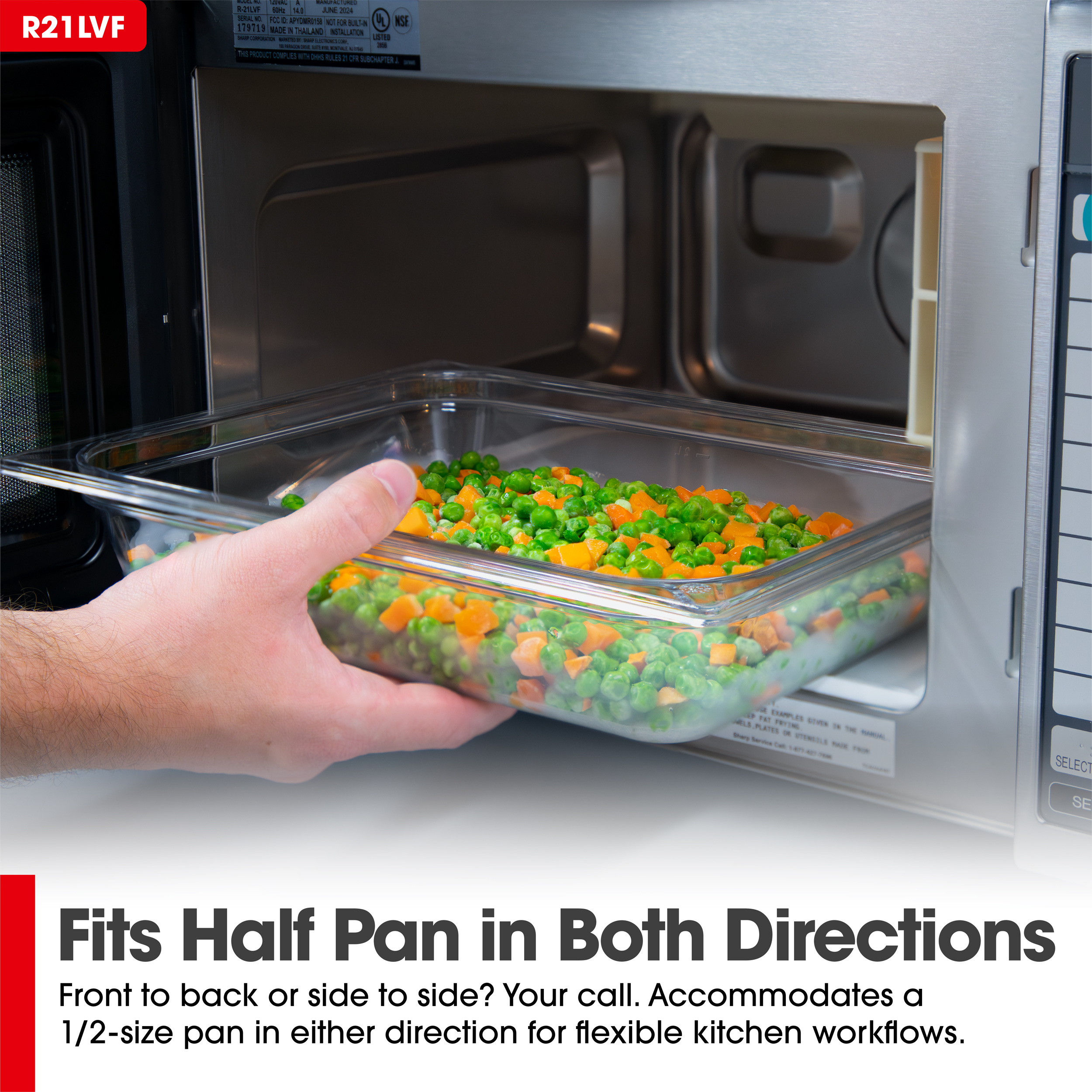 Medium-Duty Commercial Microwave Oven with 1000 Watts (R21LCFS) Interior Space Infographic