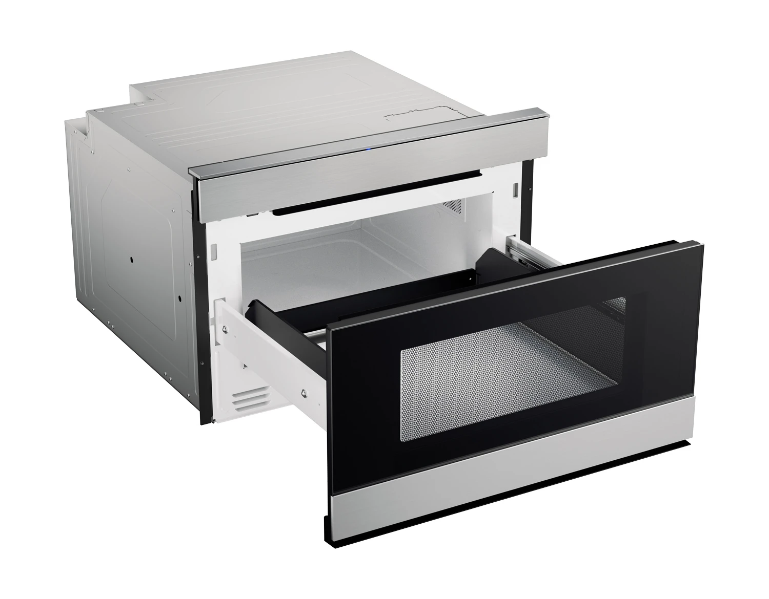 24 in. Sharp Stainless Steel Smart Microwave Drawer Oven (SMD2489ES) right angle open