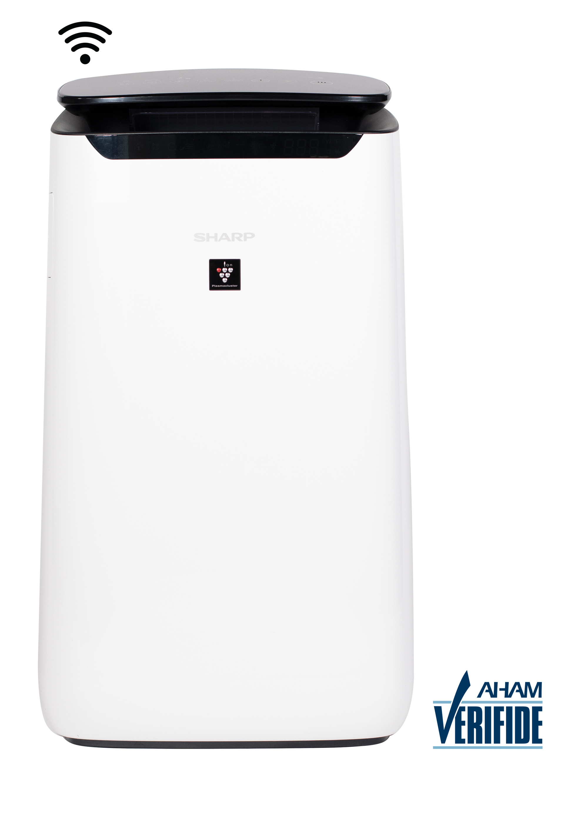Sharp Smart True HEPA Large Room Air Purifier with Plasmacluster® Ion Technology (FXJ80UW) head on badge