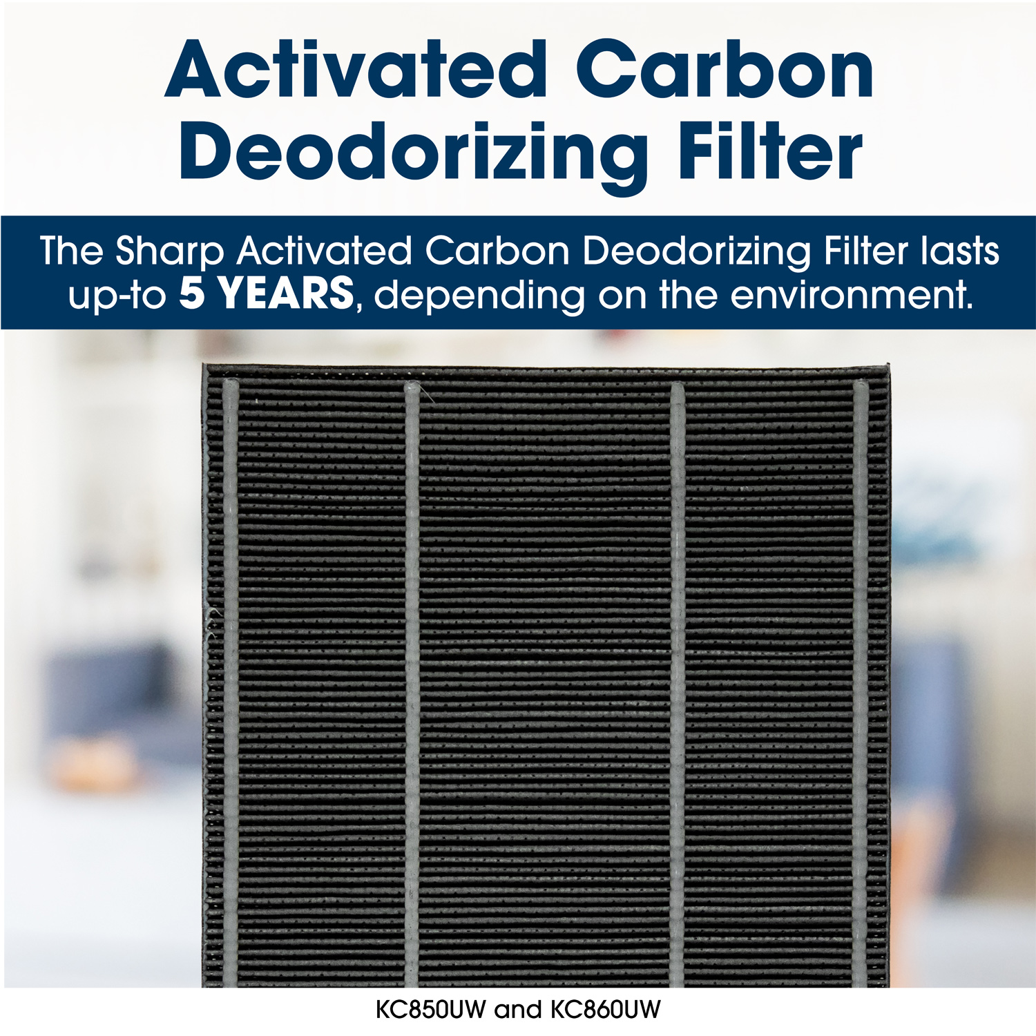 Activated Carbon Deodorizing Filter
The Sharp Activated Carbon Deodorizing Filter lasts up to 5 years, depending on the environment
KC850UW and KC860UW