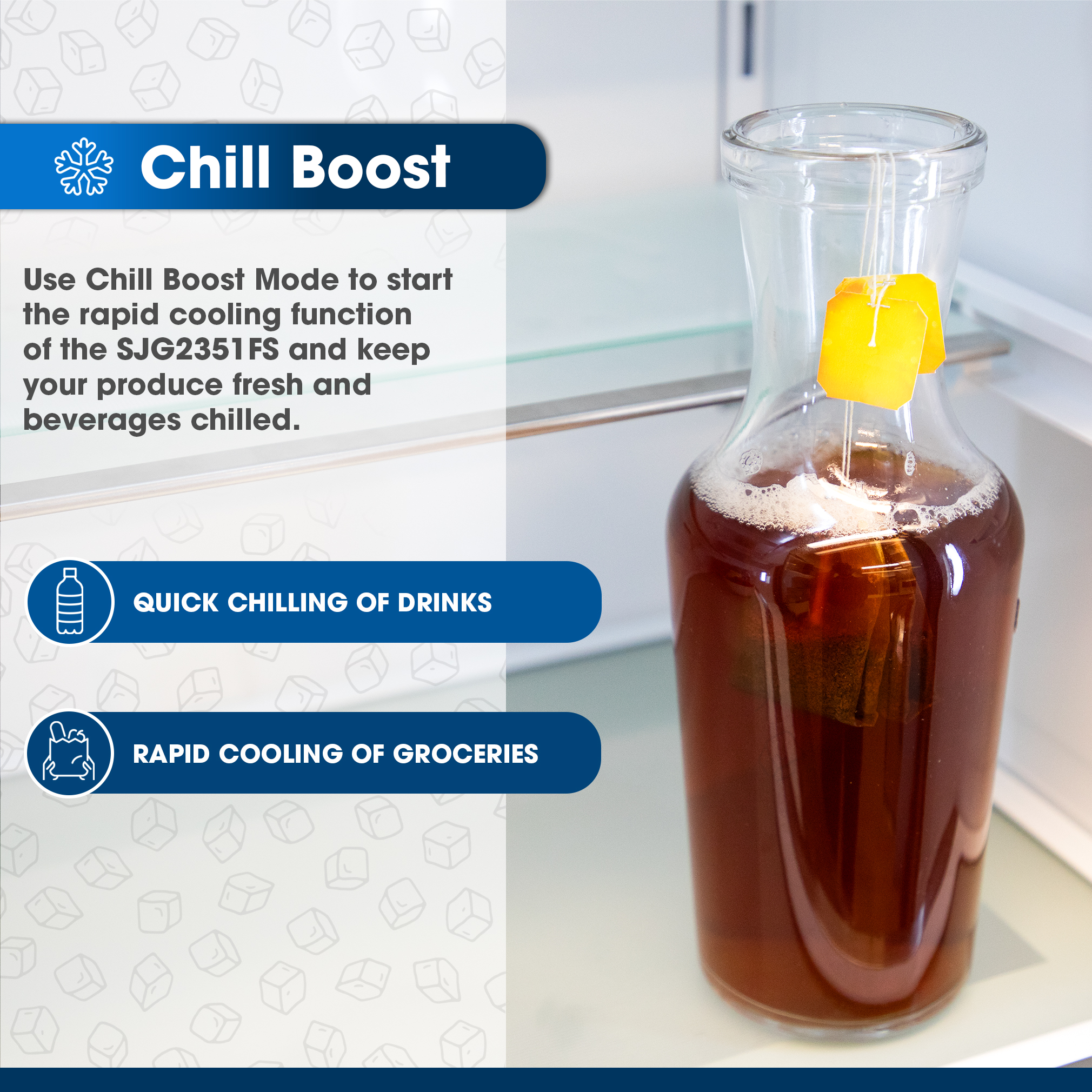 French 4-Door Counter-Depth Refrigerator (SJG2351FS) Chill Boost Infographic