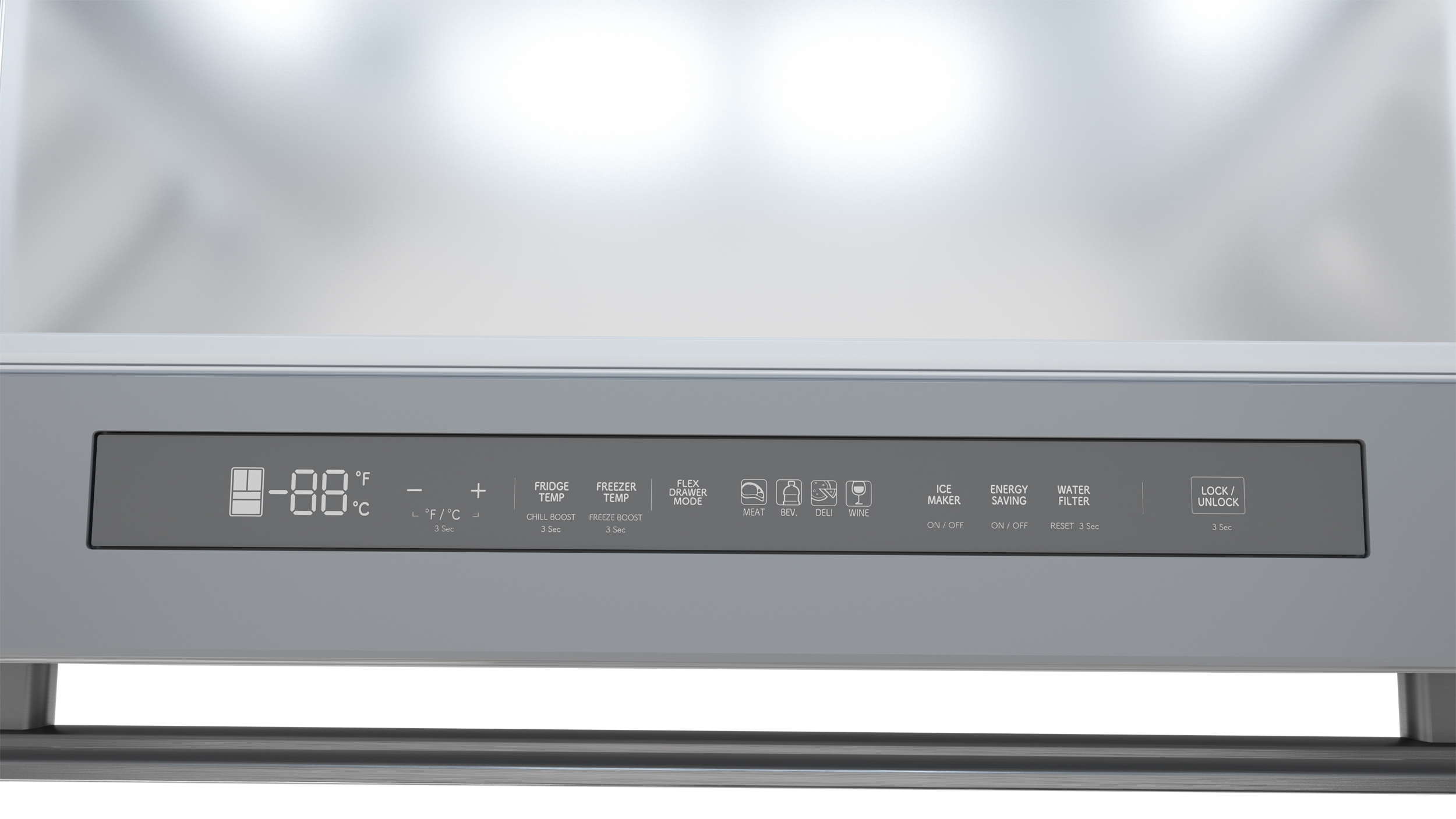 French 4-Door Counter-Depth Refrigerator with Water Dispenser (SJG2254FS) Control Panel