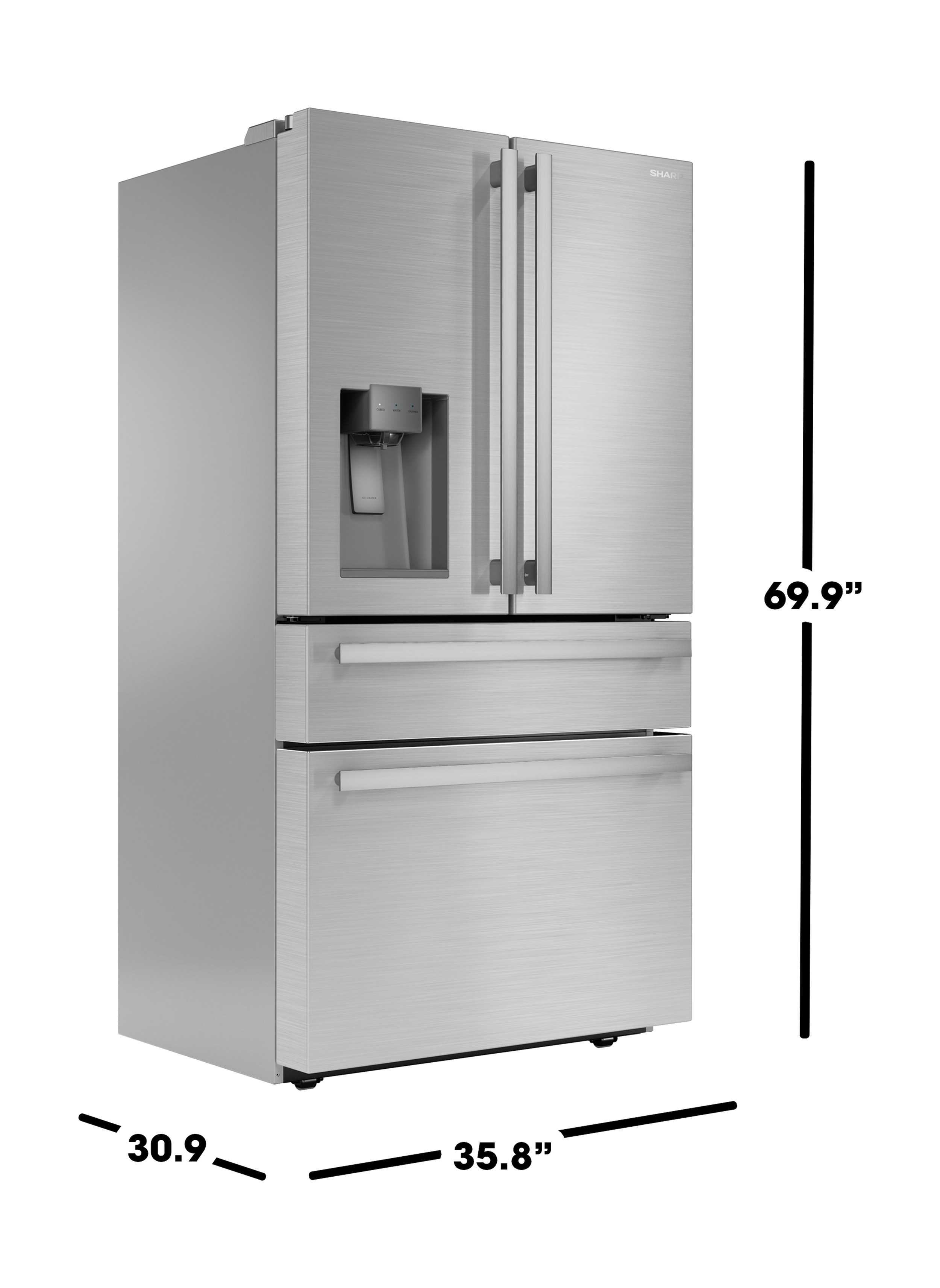 French 4-Door Counter-Depth Refrigerator with Water Dispenser (SJG2254FS) Dimensions