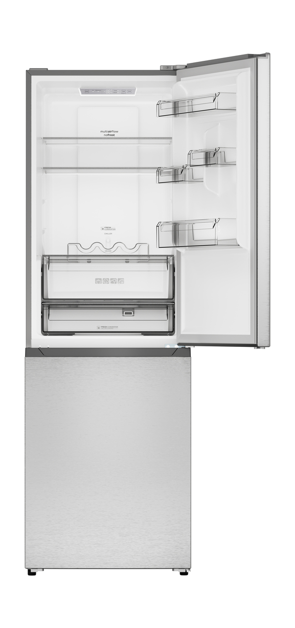 Bottom-Freezer Counter-Depth Refrigerator (SJB1255GS) Head On Fridge Open