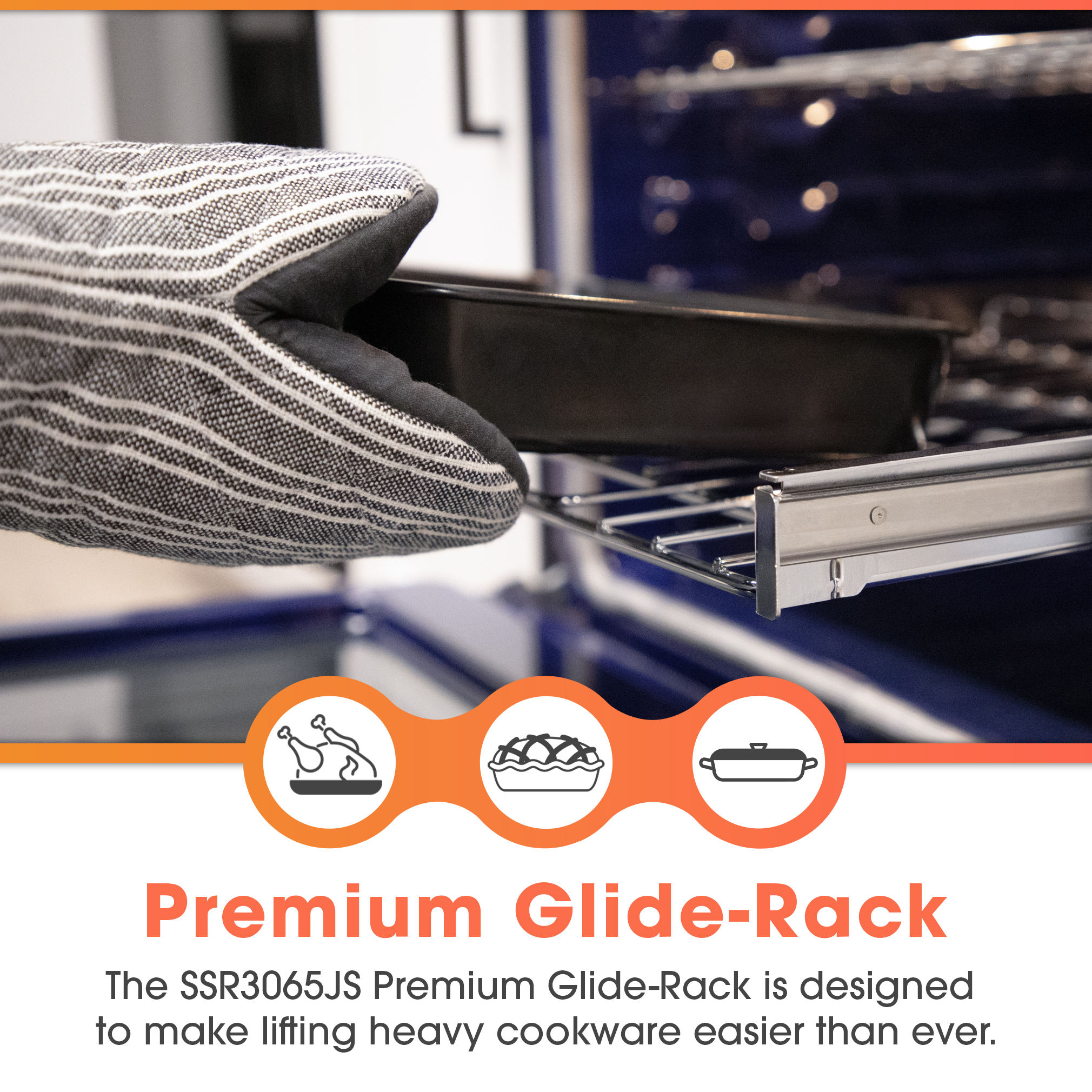 Slide-In Range with Air Fry (SSR3065JS) Glide Rack Infographic