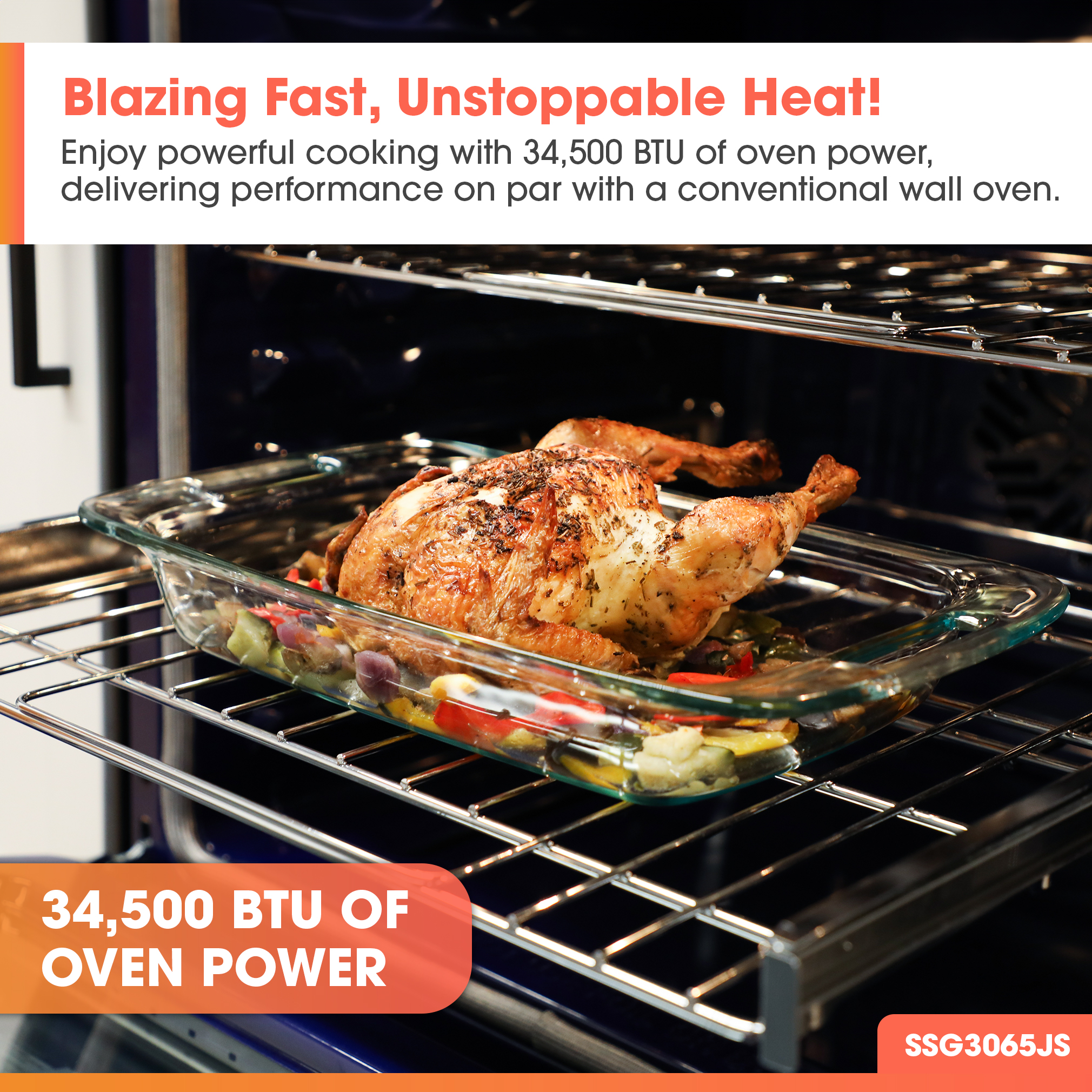 Slide-In Range with Air Fry (SSG3065JS) Oven Power Infographic