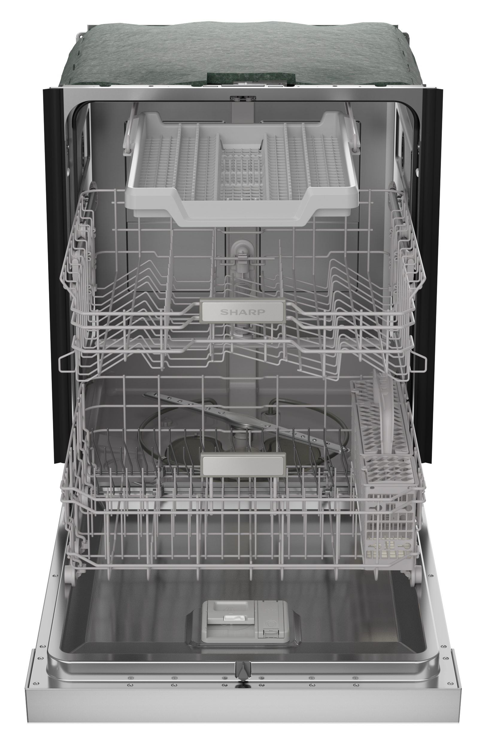24 in. Slide-In Stainless Steel Hybrid Dishwasher (SDW6506JS) head on empty