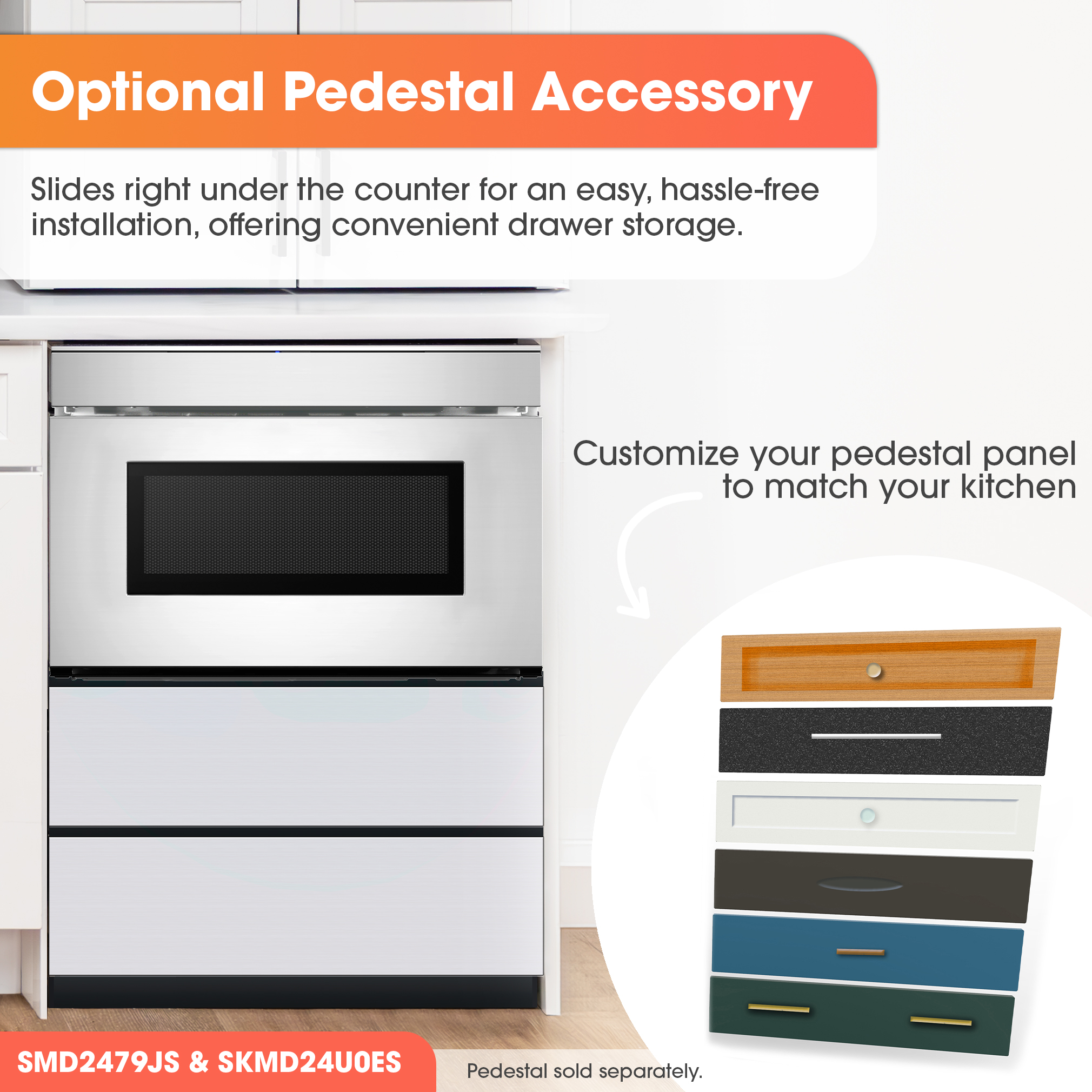24 in. Smart Microwave Drawer Oven (SMD2479JS) Pedestal Infographic