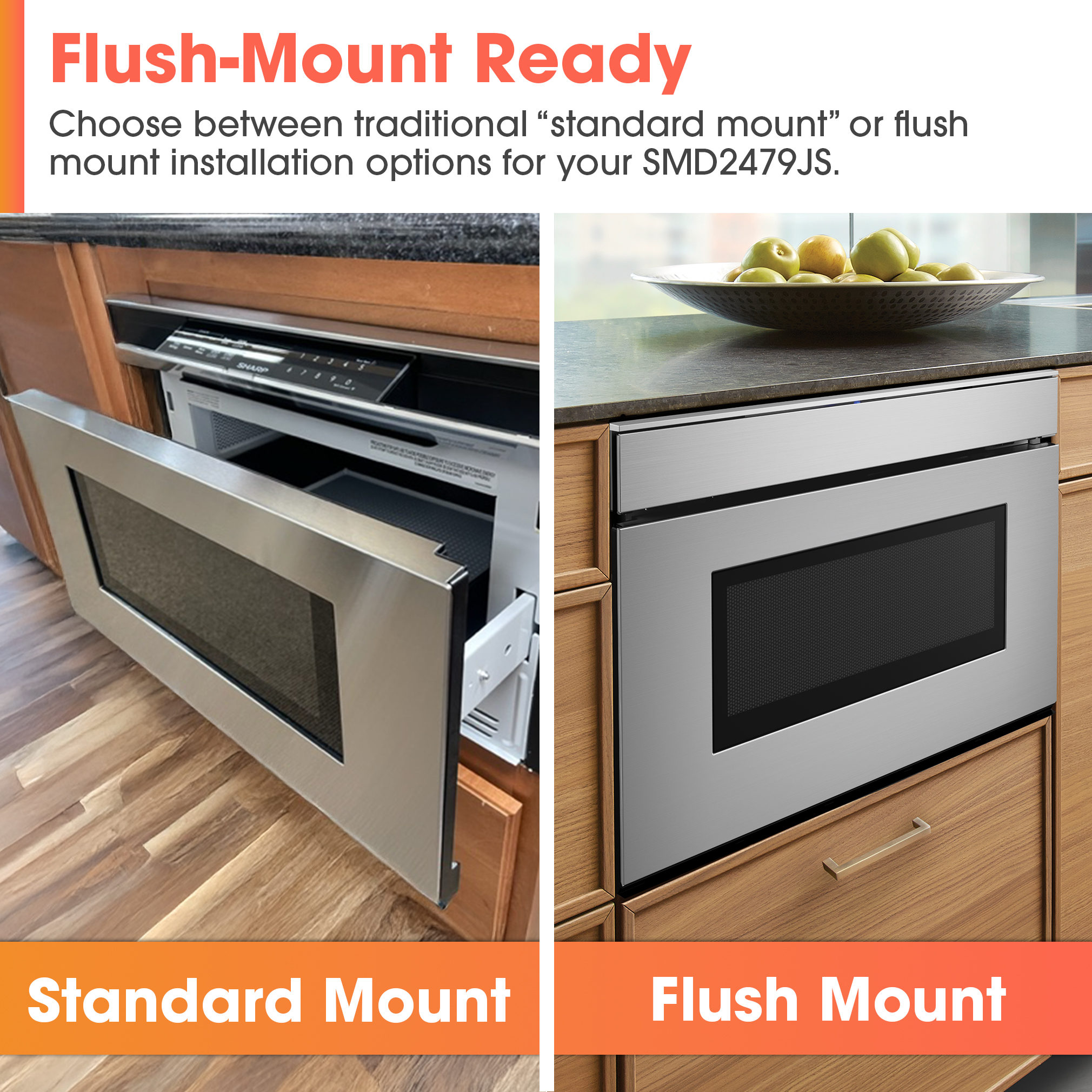 24 in. Smart Microwave Drawer Oven (SMD2479JS) Mounts Infographic