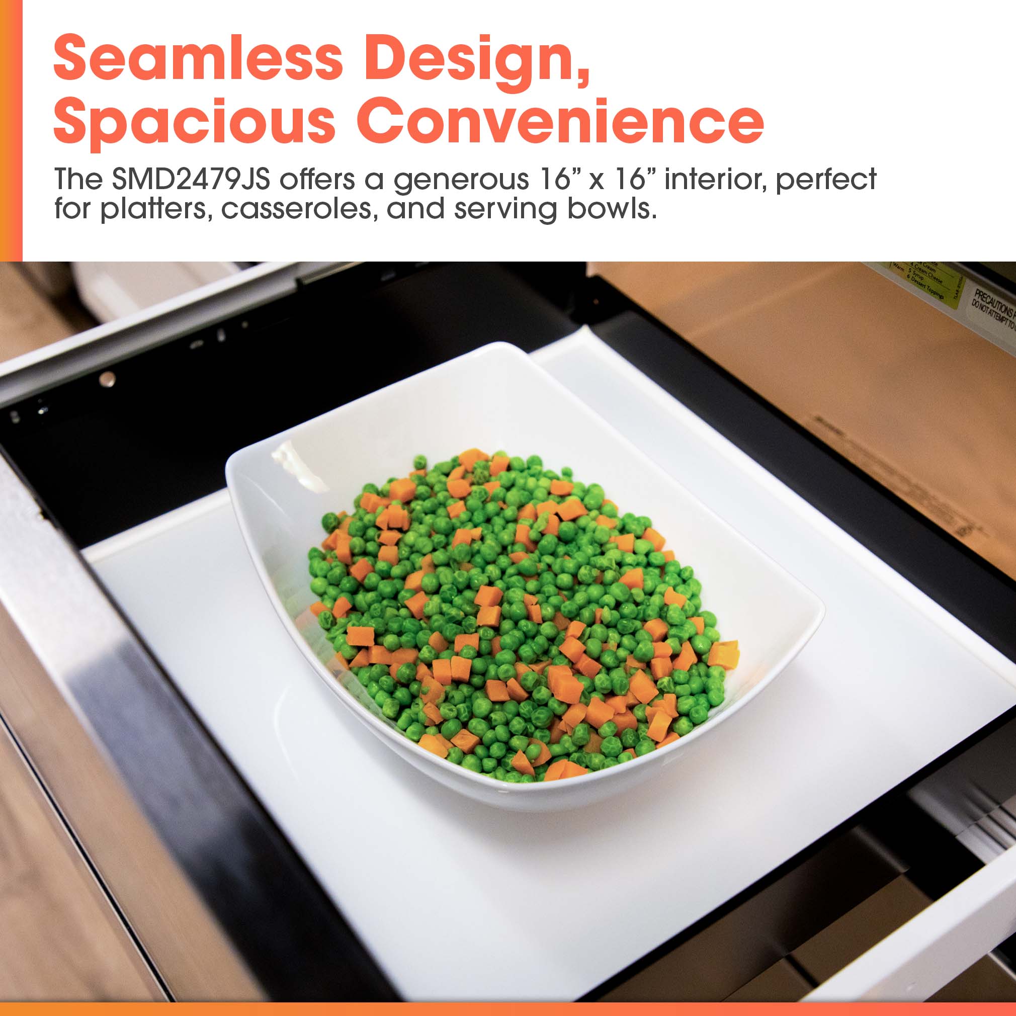 24 in. Smart Microwave Drawer Oven (SMD2479JS) Interior Space Infographic