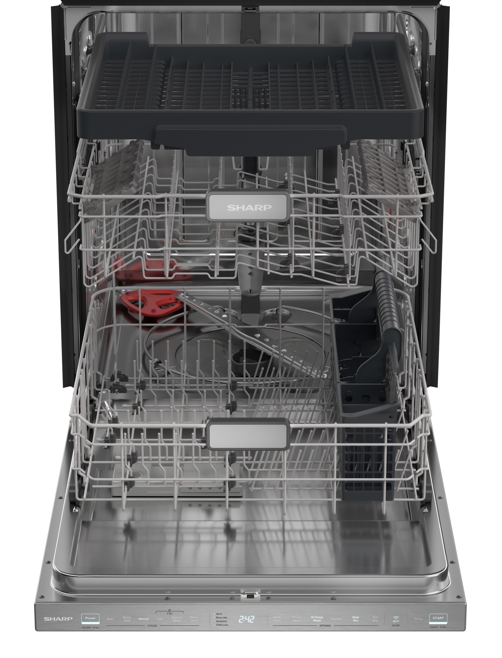 Sharp 24 in. Slide-In Smart Dishwasher (SDW6888JS) Open Head On