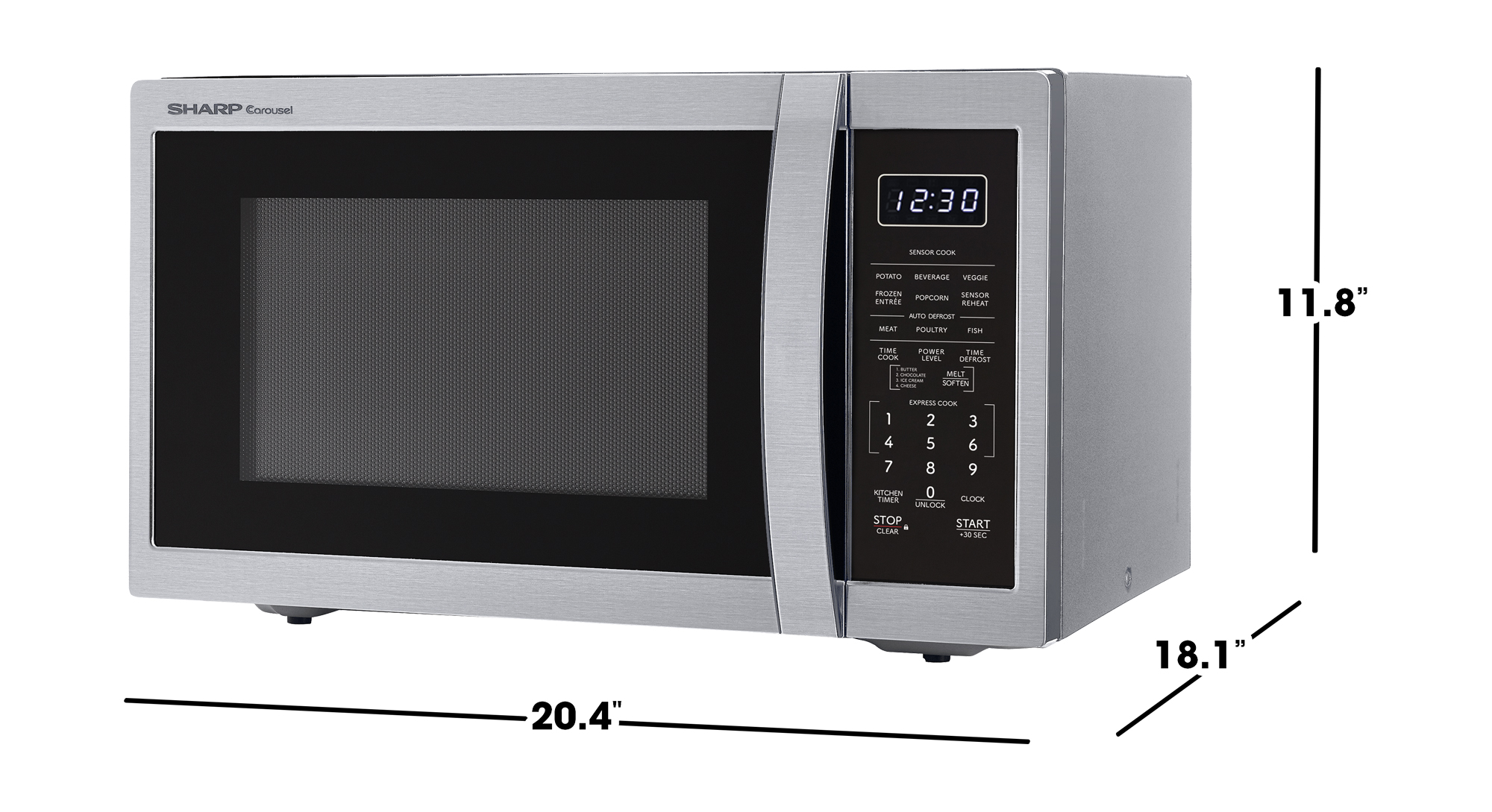 Sharp 1.4 cu. ft. Carousel Countertop Microwave (SMC1450KS) dimensions
