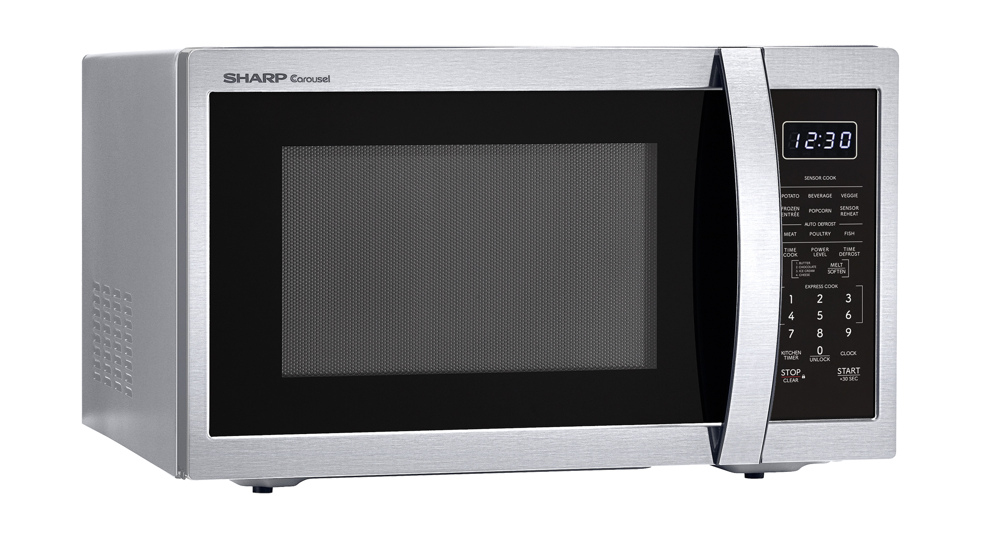 Sharp 1.4 cu. ft. Carousel Countertop Microwave (SMC1450KS) right angle