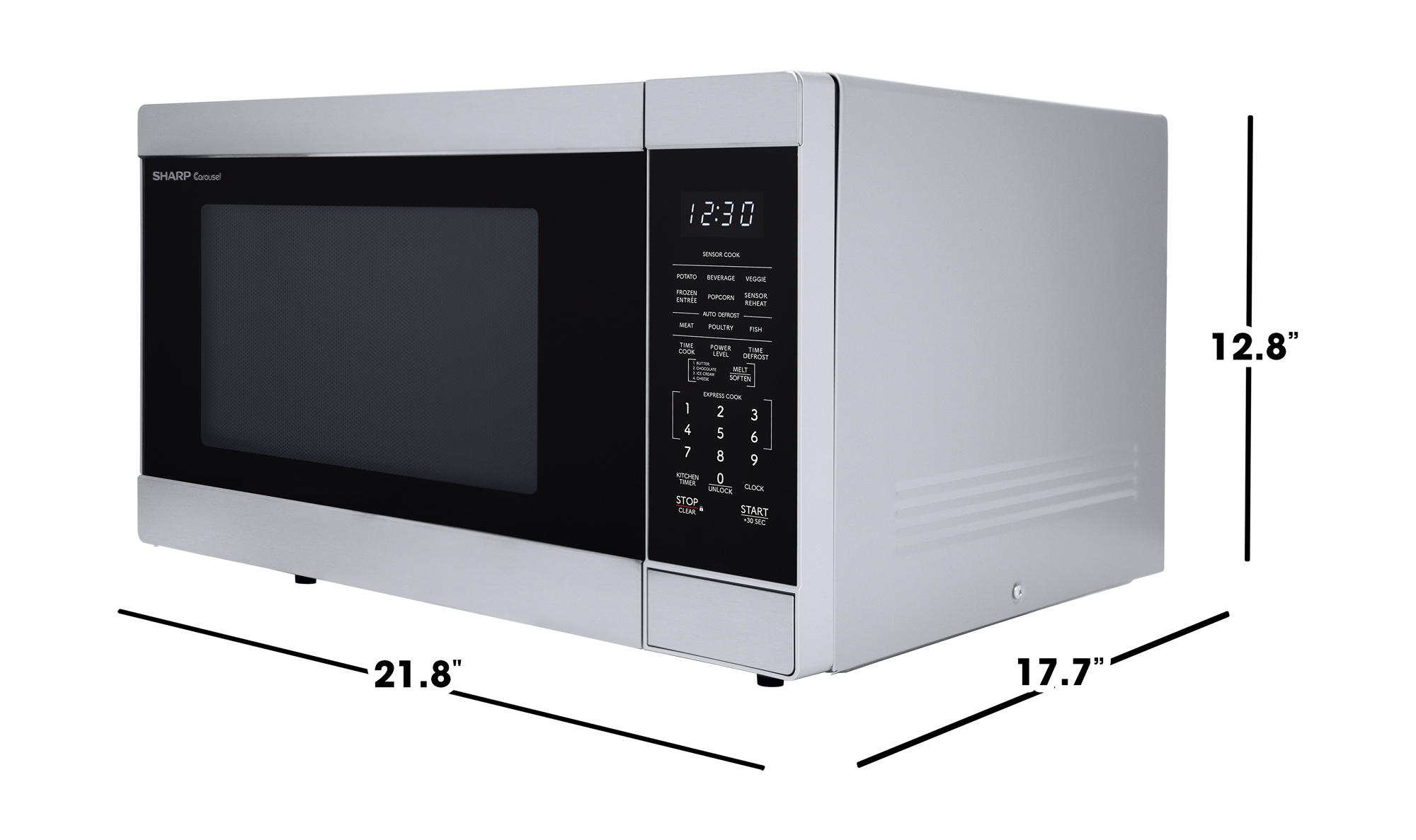 Sharp 1.6 cu. ft. Carousel Countertop Microwave Oven (SMC1660KS) dimensions