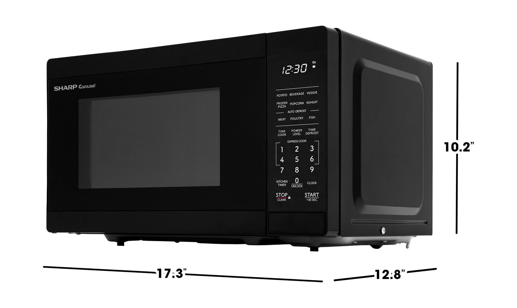0.7 cu. ft. 700W Black Carousel Countertop Microwave Oven (SMC0760KB) dimensions