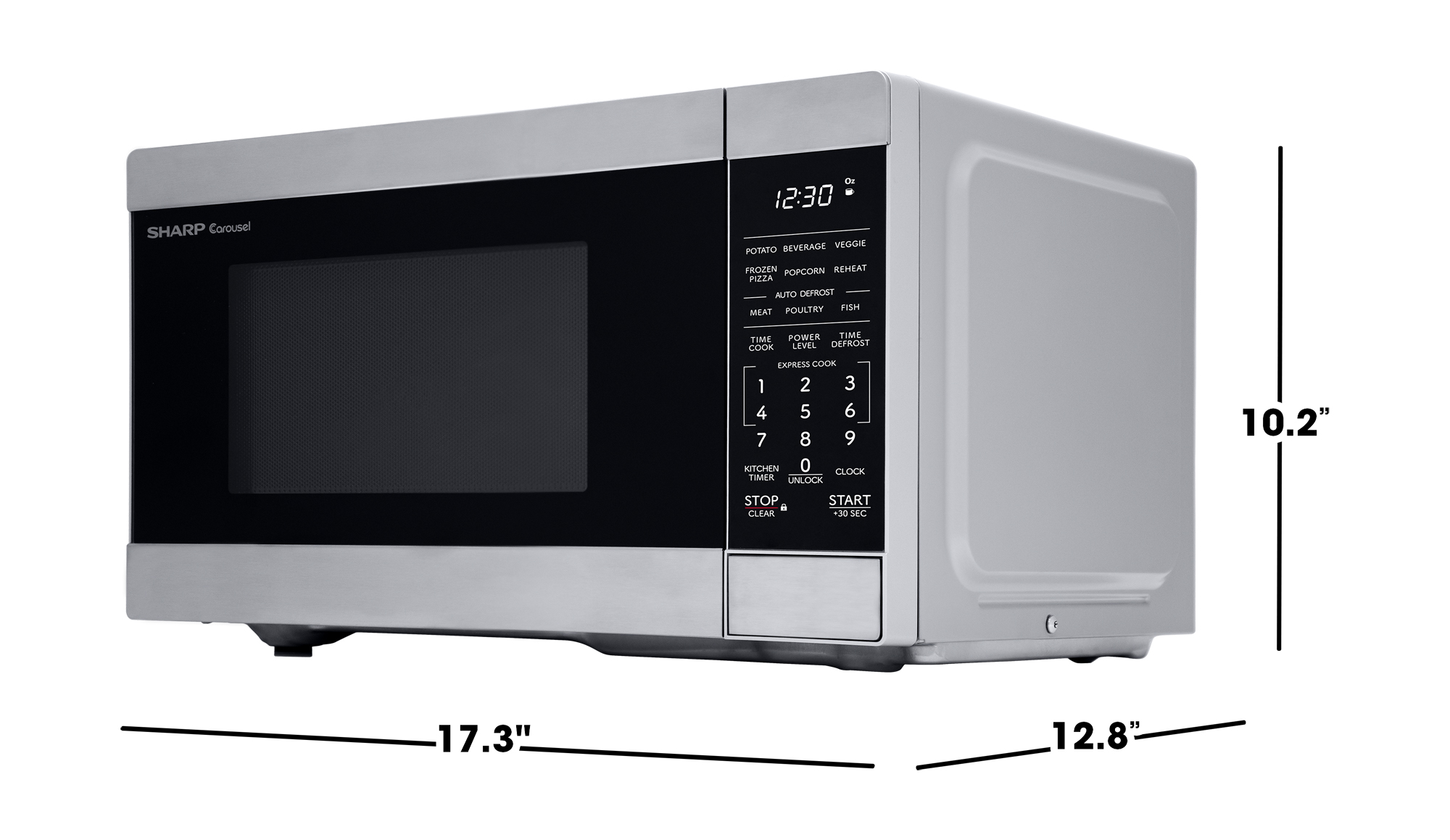 0.7 cu. ft. Stainless Steel Carousel Countertop Microwave Oven (SMC0761KS) dimensions