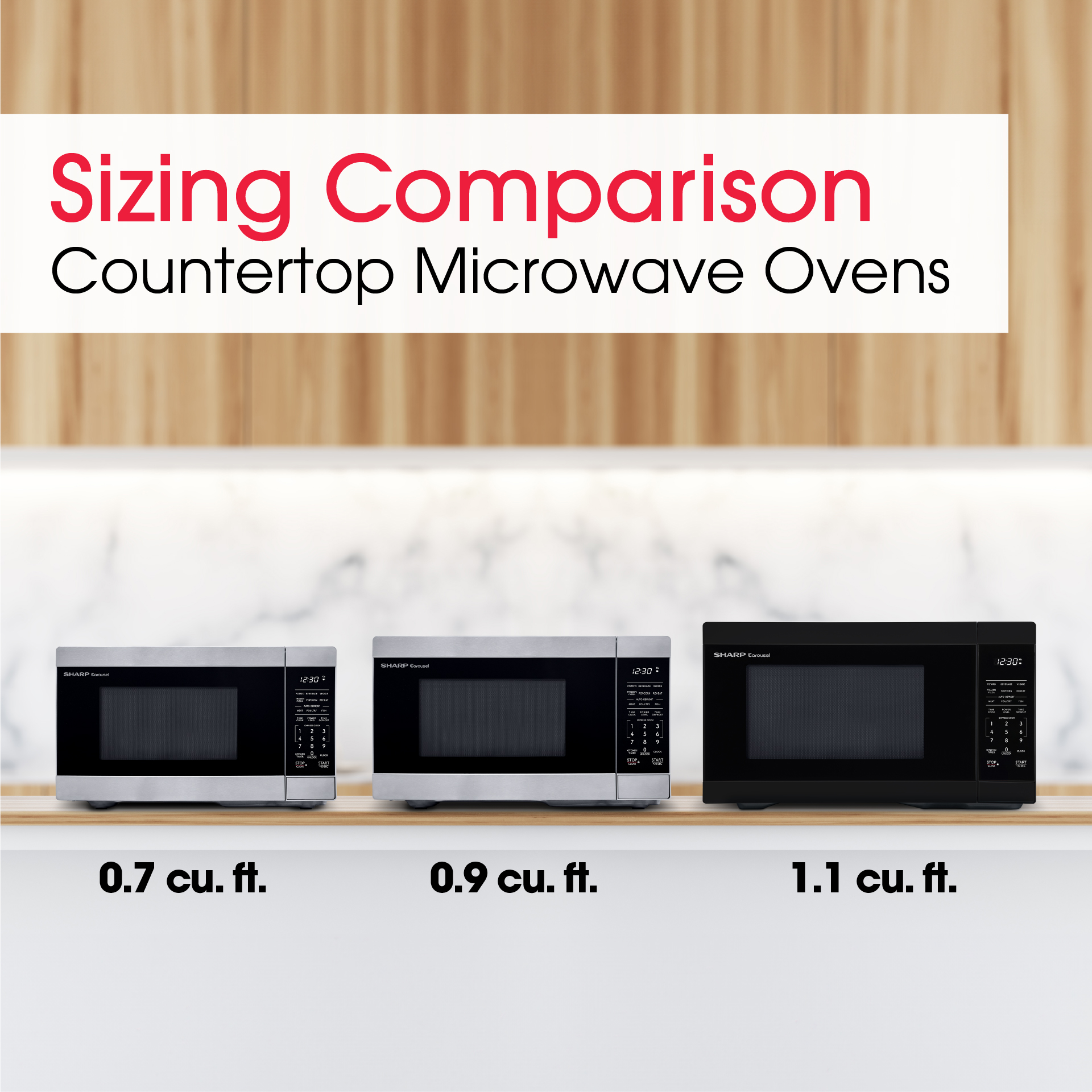 0.9 cu. ft. Carousel Countertop Microwave Oven (SMC0962KS) size comparison infographic