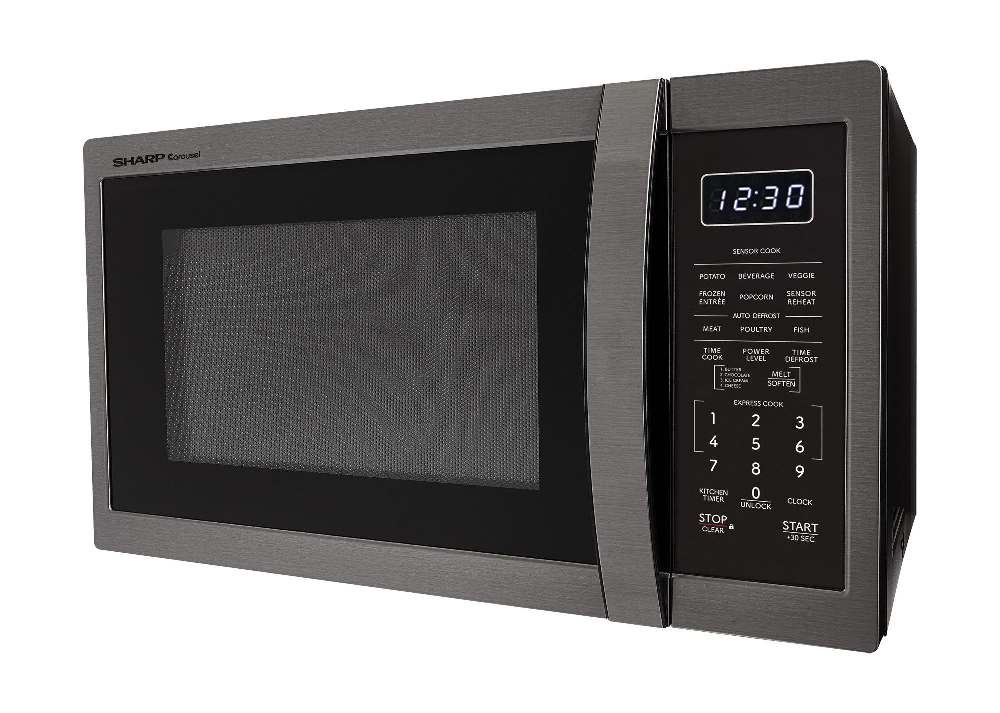1.4 cu. ft. Black Stainless Steel Carousel Countertop Microwave (SMC1452KH) drama angle