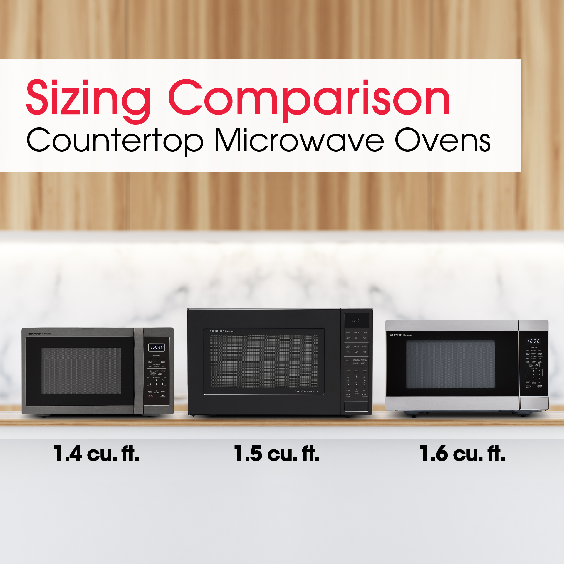 1.4 cu. ft. Black Stainless Steel Carousel Countertop Microwave (SMC1452KH) size comparison infographic